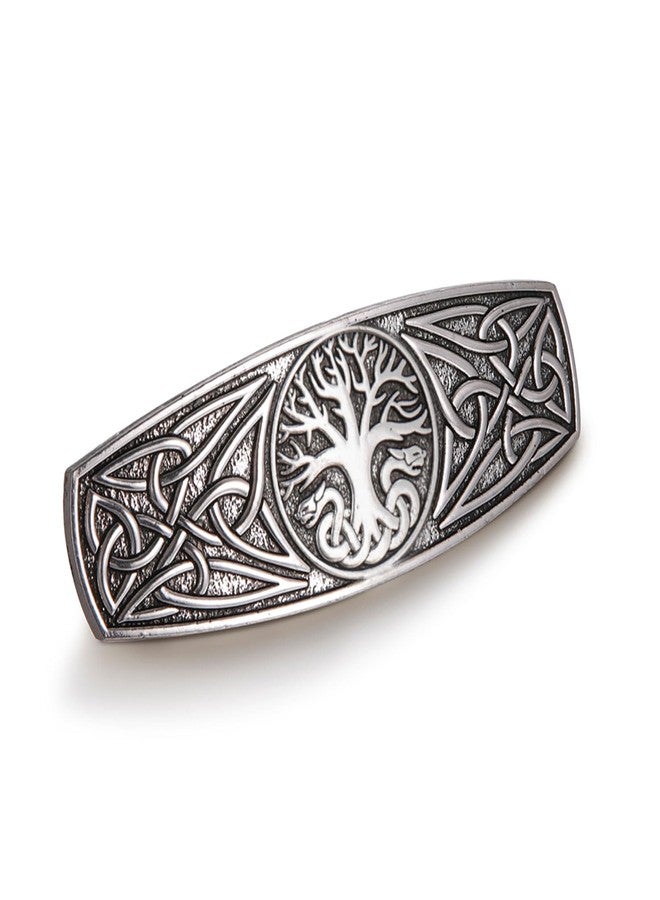 TEAMER Fashion Vintage Celtic Knot Hair Clip Metal Barrettes Hair Accessories Pattern Engraved Headwear Styling Gifts for Women (World Tree 1 - Antique Silver) - Image 1